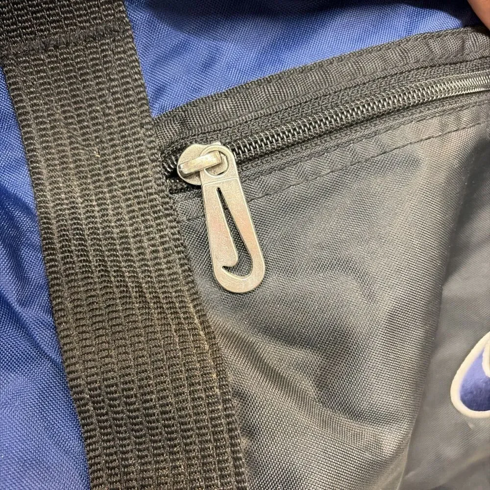 VTG 90s Y2k 2000s NIKE Swoosh Logo Blue Black Gym Travel Duffle Bag